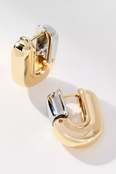 By Anthropologie Two-tone Huggie Hoop Earrings In Gold