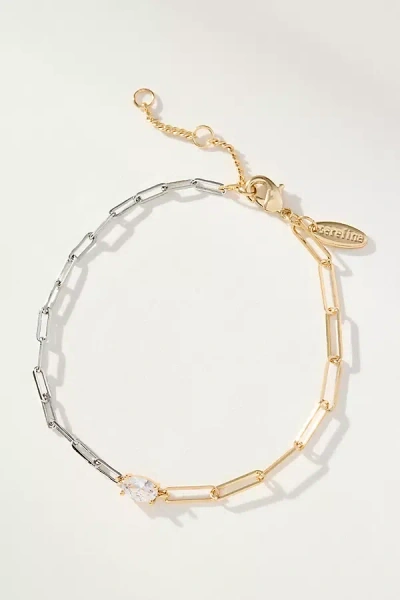 By Anthropologie Two-tone Linked Crystal Bracelet In Gold