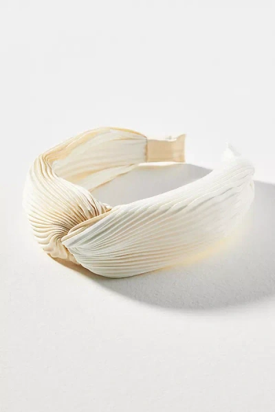 By Anthropologie Two-tone Pleated Twist Headband In Neutral