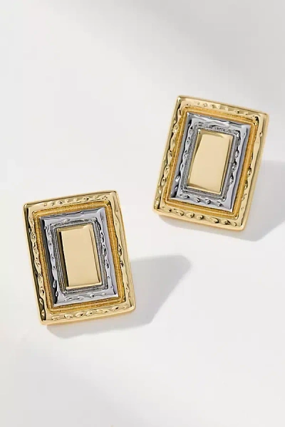 By Anthropologie Two-tone Rectangular Earrings In Gold