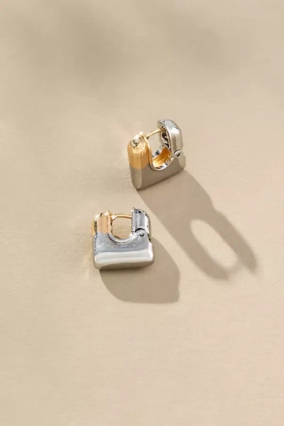 By Anthropologie Two-tone Square Huggie Hoop Earrings