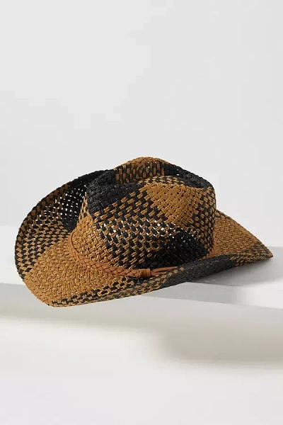 By Anthropologie Two-tone Straw Rancher In Black