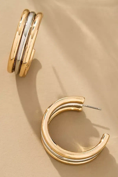 By Anthropologie Two-tone Triple Huggie Earrings