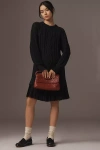 By Anthropologie Twofer Cable-knit Sweater Mini Dress In Black