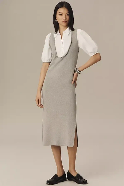 By Anthropologie Twofer Knit Shirt Dress In Grey