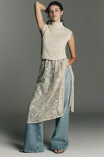 By Anthropologie Twofer Lace Sweater Dress In White