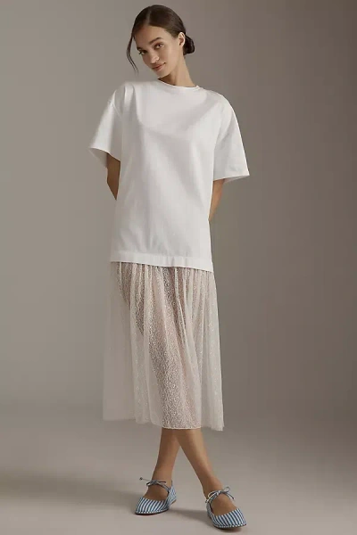 By Anthropologie Twofer Lace T-shirt Dress In White
