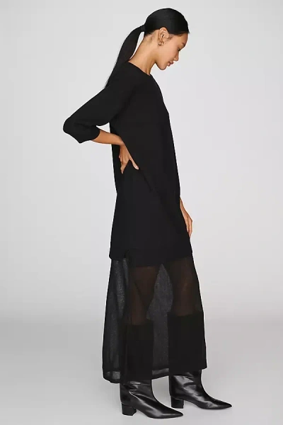 By Anthropologie Twofer Sheer Knit Midi Dress In Black