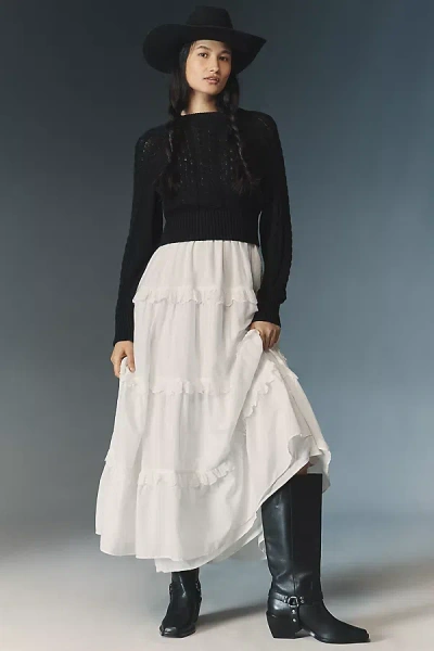 By Anthropologie Twofer Sweater Tiered Dress In Black