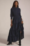 By Anthropologie Twofer Sweater Tiered Dress In Blue