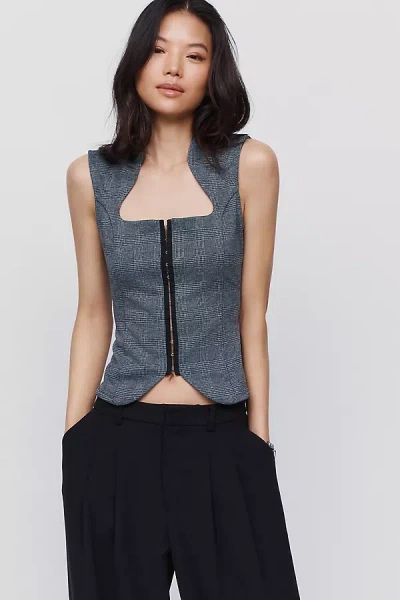 By Anthropologie U-neck Zip-front Vest Top In Animal Print