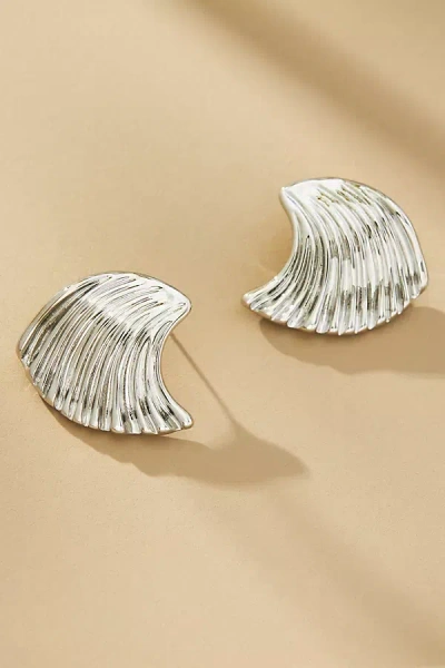 By Anthropologie Upside Down Wave Post Earrings In Silver