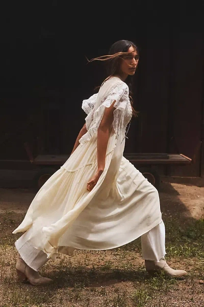 By Anthropologie V-neck Flutter-sleeve Midi Dress