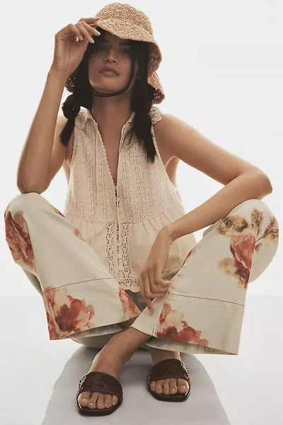 By Anthropologie V-neck Pointelle Knit Tank Top In Neutral