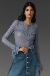 By Anthropologie V-neck Sheer Lace Top In Purple