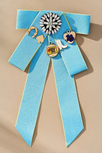 By Anthropologie Varsity Bow Brooch In Blue
