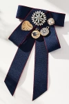 By Anthropologie Varsity Bow Brooch In Blue