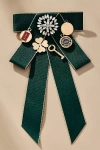By Anthropologie Varsity Bow Brooch In Green