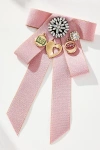 By Anthropologie Varsity Bow Brooch In Pink