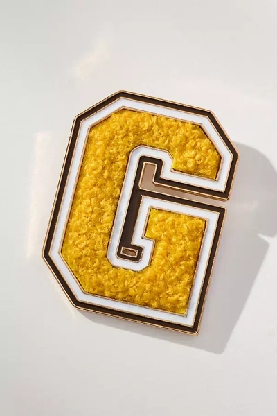 By Anthropologie Varsity Monogram Brooch In Brown