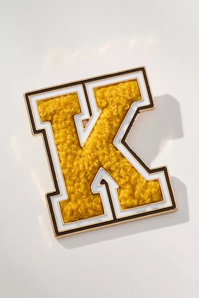 By Anthropologie Varsity Monogram Brooch In Brown