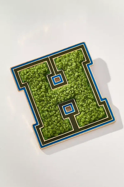 By Anthropologie Varsity Monogram Brooch In Green