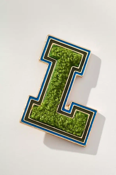 By Anthropologie Varsity Monogram Brooch In Green