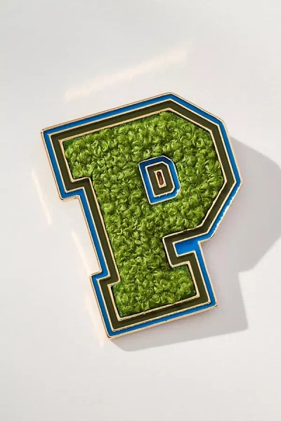By Anthropologie Varsity Monogram Brooch In Green