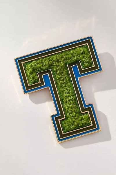 By Anthropologie Varsity Monogram Brooch In Green
