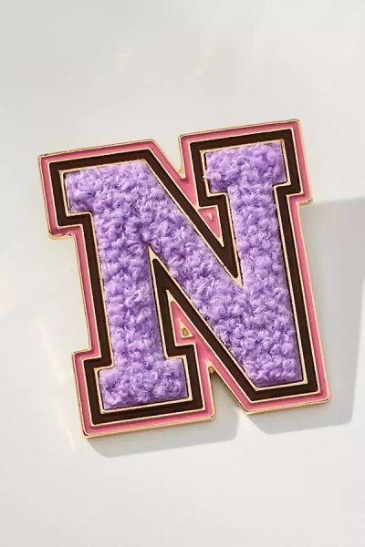 By Anthropologie Varsity Monogram Brooch In Purple