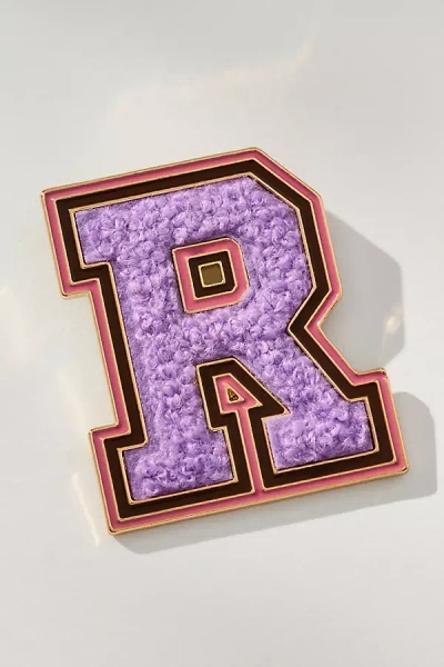 By Anthropologie Varsity Monogram Brooch In Purple