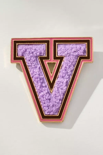 By Anthropologie Varsity Monogram Brooch In Purple