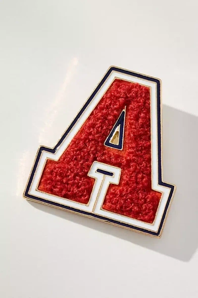 By Anthropologie Varsity Monogram Brooch In Red