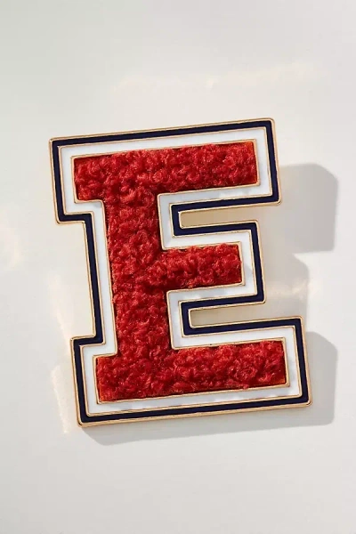 By Anthropologie Varsity Monogram Brooch In Red