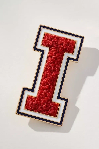 By Anthropologie Varsity Monogram Brooch In Red