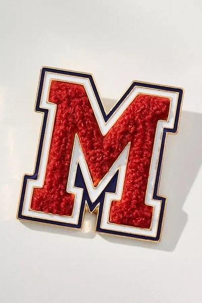 By Anthropologie Varsity Monogram Brooch In Red