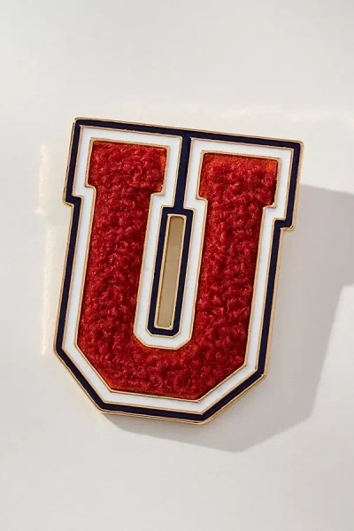 By Anthropologie Varsity Monogram Brooch In Red