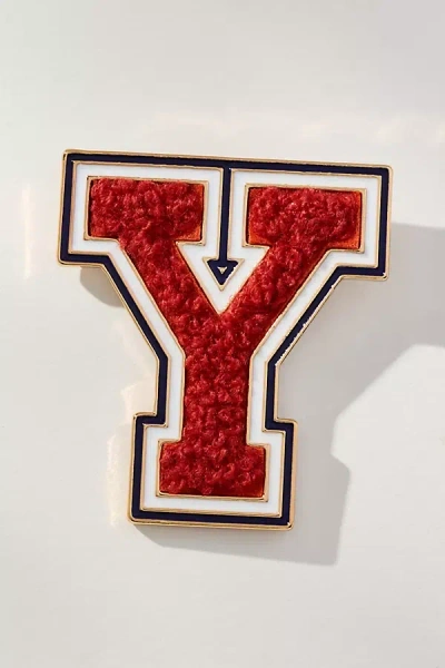 By Anthropologie Varsity Monogram Brooch In Red