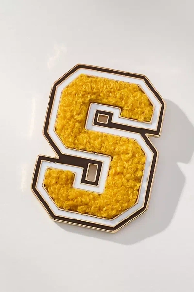 By Anthropologie Varsity Monogram Brooch In Yellow