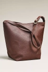 By Anthropologie Vegan Leather Buckle-strap Bucket Bag In Brown