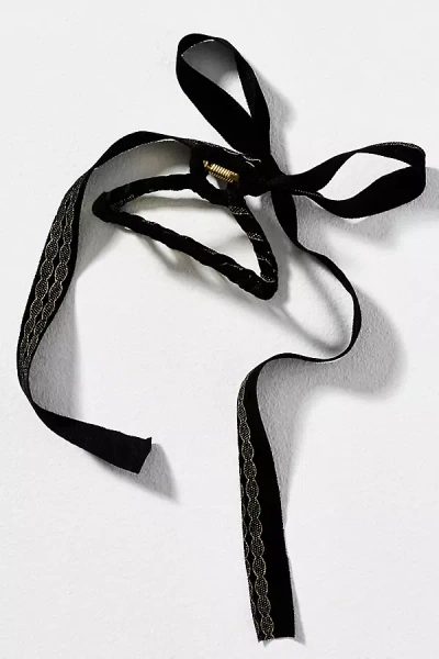 By Anthropologie Velvet Bow Hair Claw Clip In Black