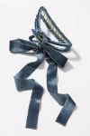 By Anthropologie Velvet Bow Ribbon Hair Claw Clip In Blue