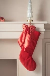 By Anthropologie Velvet Bow Stocking In Red