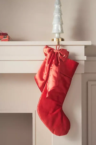 By Anthropologie Velvet Bow Stocking
