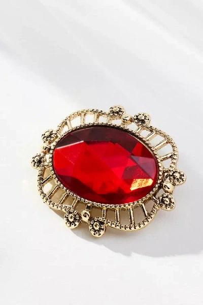 By Anthropologie Victorian Ruby Brooch In Gold