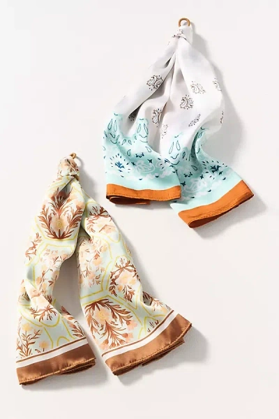 By Anthropologie Wallpaper Floral Hair Scarves, Set Of 2 In Blue