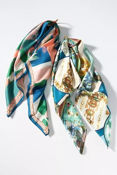 By Anthropologie Wallpaper Floral Hair Scarves, Set Of 2 In Multi