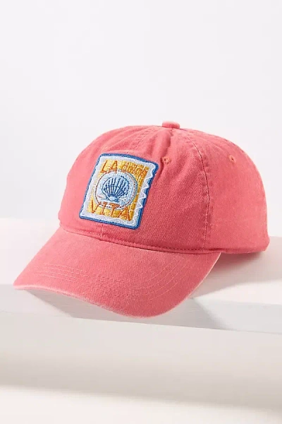 By Anthropologie Washed Cotton Nautical Baseball Cap In Red