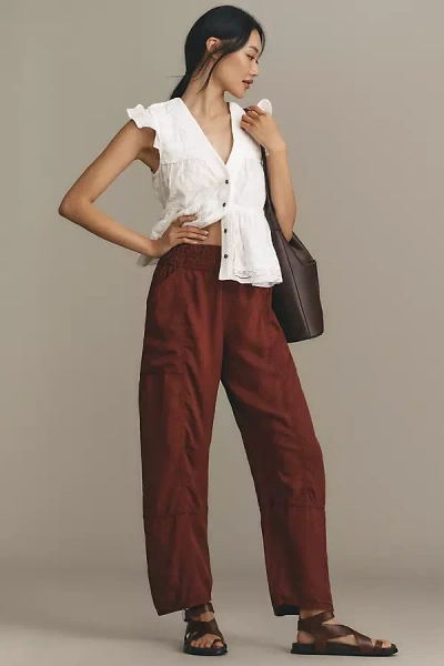 By Anthropologie Washed Slouchy Barrel Pants In Purple