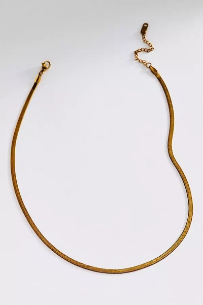 By Anthropologie Water Resistant Herringbone Necklace In Gold